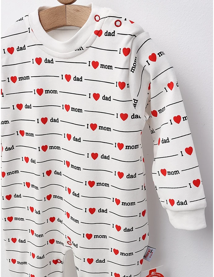 Salopeta premium, I Love Mom, alb picture - 2