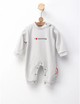 Salopeta premium, I Love Mom and Dad, gri 68 (3-6 luni)