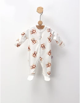 Salopeta premium, Little Toy Bear, alb