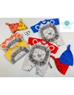 Salopeta si caciulita SMILING LION FACE model albastru 2