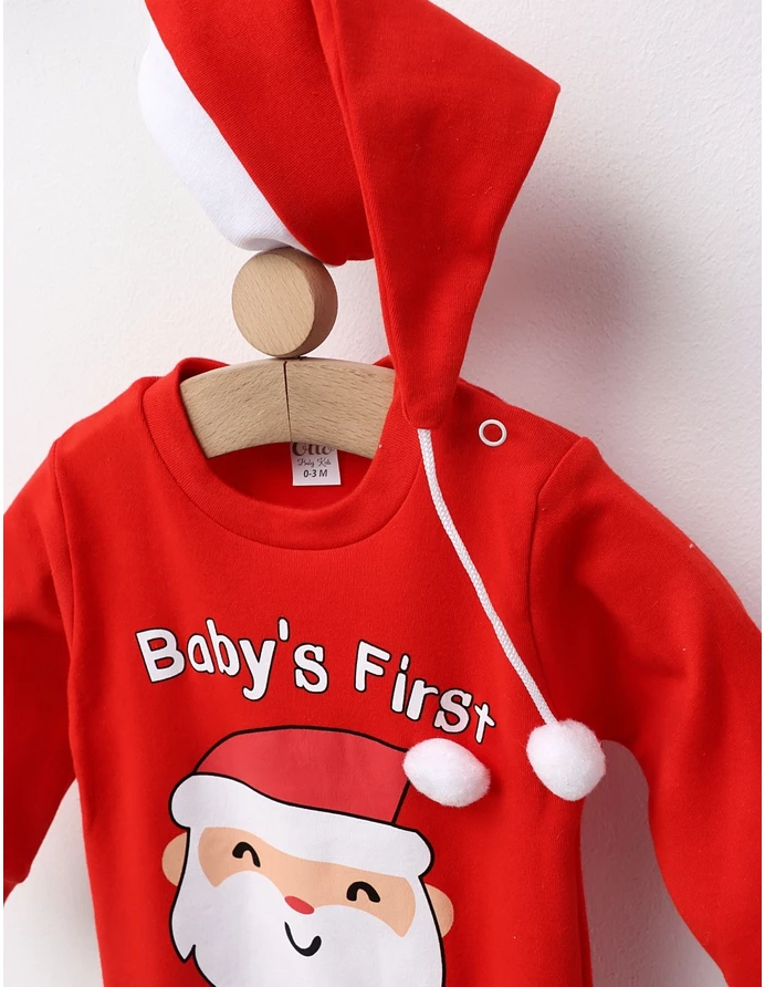 Salopeta+caciulita Baby's first Christmas rosu picture - 2