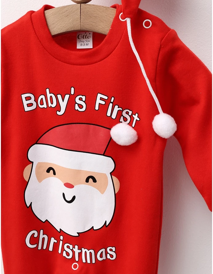 Salopeta+caciulita Baby's first Christmas rosu picture - 3