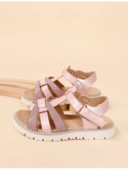 Sandale cu sclipici fin model roz 2