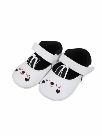 Sandale iepuraș baby alb-negru