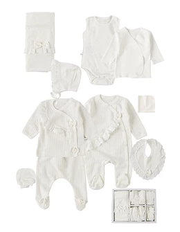 Set 10 piese, bebe, Croset Lia, alb