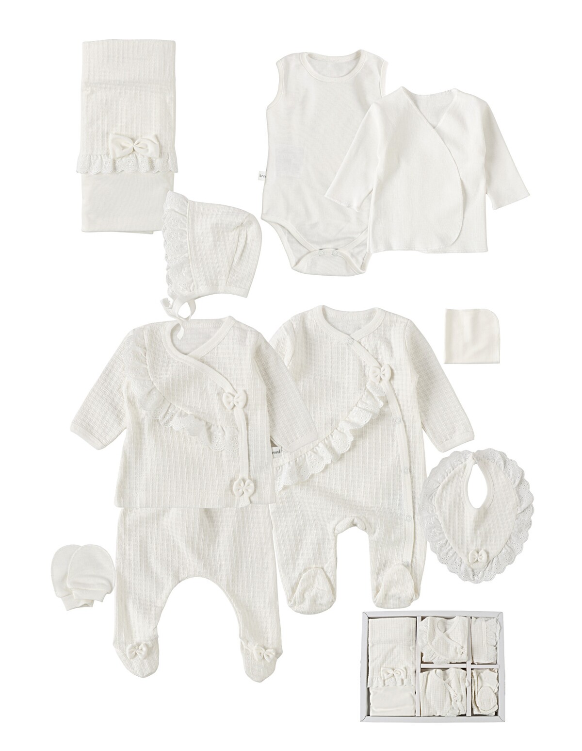 Set 10 piese, bebe, Croset Lia, alb