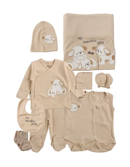 Set 10 piese, nou nascut, Familia Catelusilor, bej