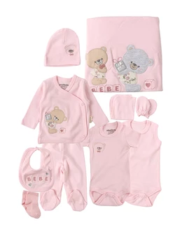 Set 10 piese, nou nascut, Fratii Ursuleti, roz