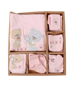 Set 10 piese, nou nascut, Fratii Ursuleti, roz