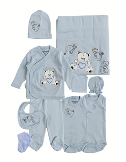 Set 10 piese, nou nascut, Litere si Animalute, albastru