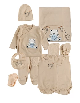 Set 10 piese, nou nascut, Litere si Animalute, bej