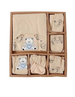 Set 10 piese, nou nascut, Litere si Animalute, bej