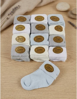 Set 12 perechi sosete multicolor simple 68/74 (3-9 luni)