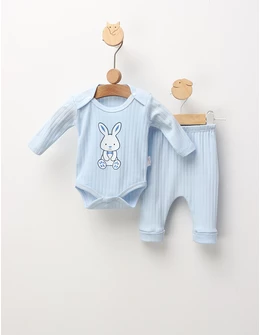 Set 2 piese, Happy Rabbit, albastru