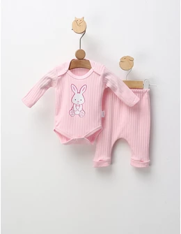 Set 2 piese, Happy Rabbit, roz