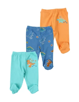 Set 3 pantaloni, Dino-Snores, multicolor