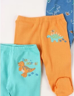 Set 3 pantaloni, Dino-Snores, multicolor