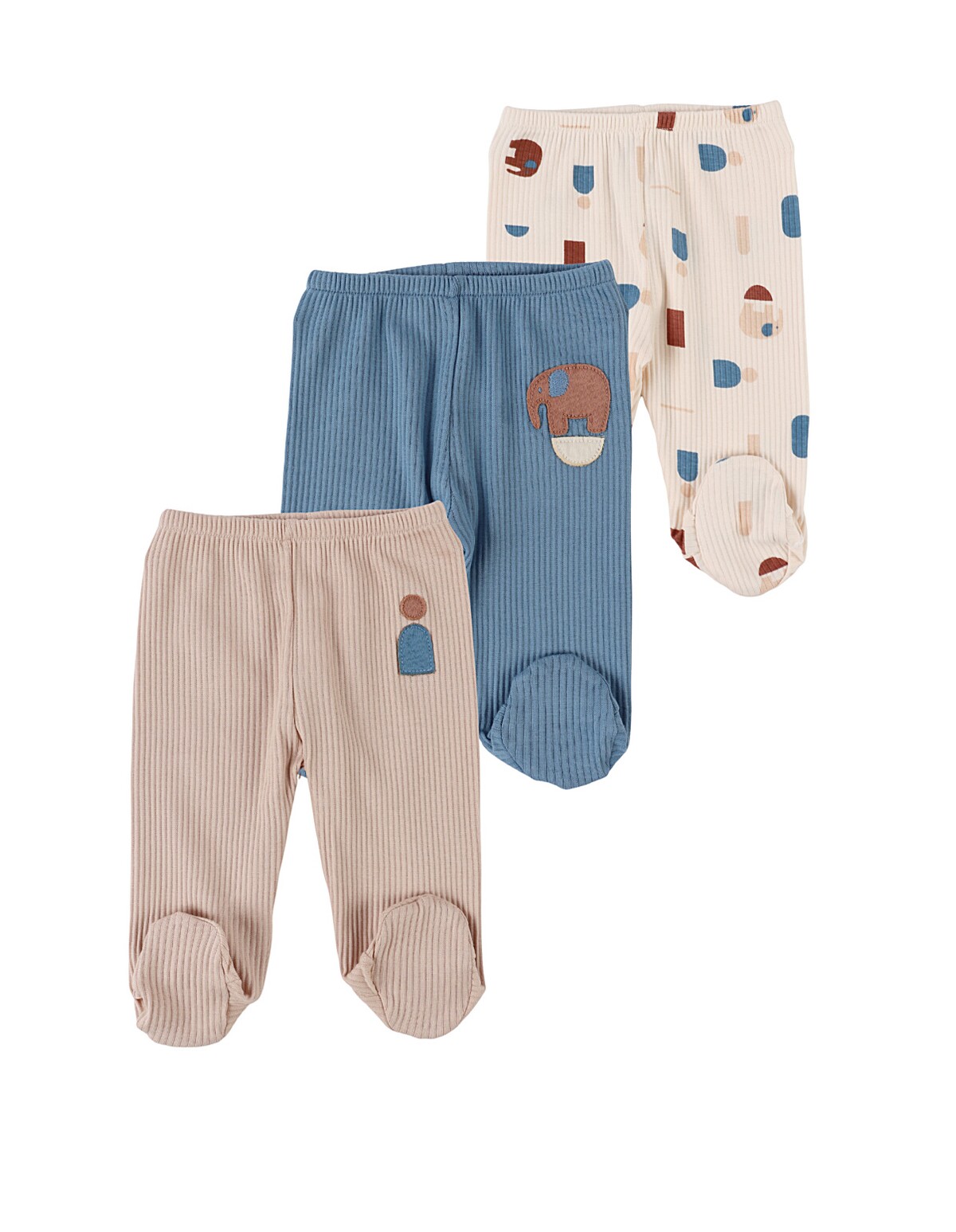 Set 3 pantaloni, Elefantei, multicolor