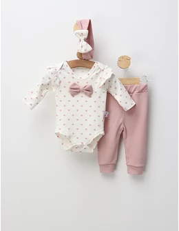 Set 3 piese Anemona Inimioare alb-roz prafuit