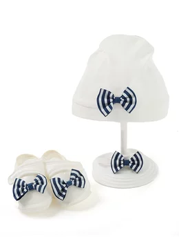 Set 3 piese baby accesorii model bleumarin dungi