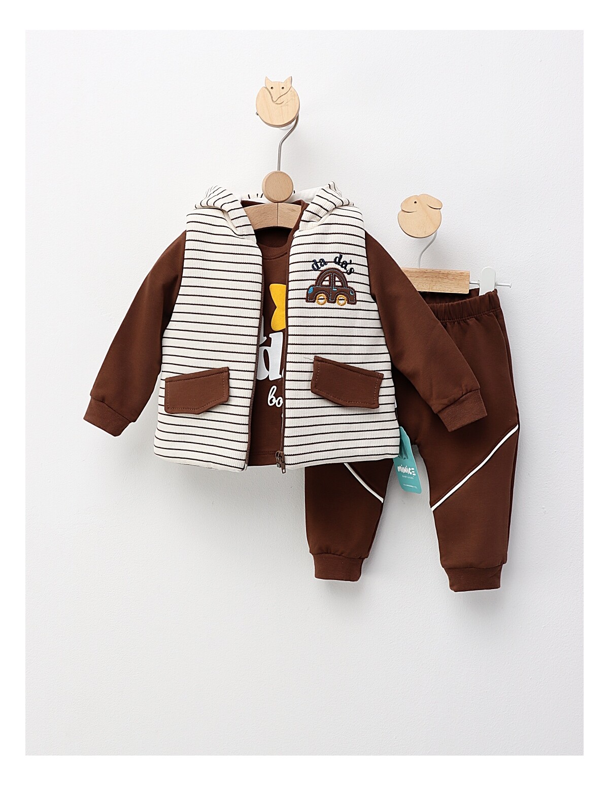 Set 3 piese, cu vesta, Dada\'s Boy, maro