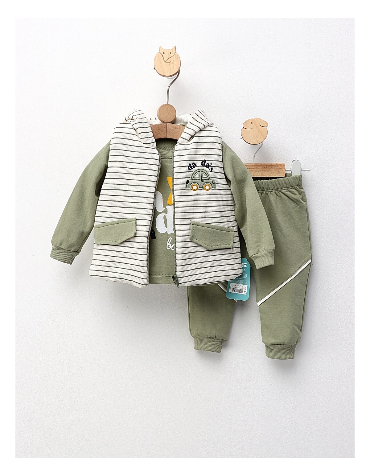 Set 3 piese, cu vesta, Dada\'s Boy, verde