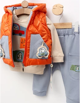 Set 3 piese cu vesta, Jam In The City, portocaliu