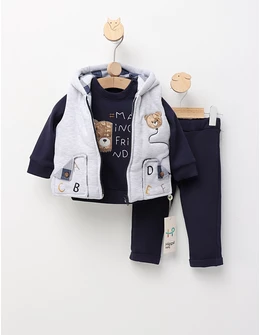 Set 3 piese cu vesta, Making Friends, albastru