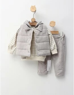 Set 3 piese cu vesta, Original Style, gri