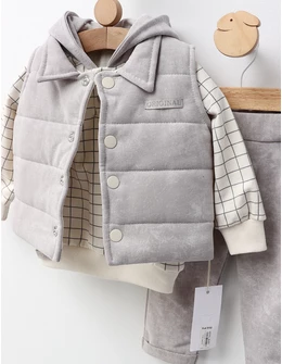 Set 3 piese cu vesta, Original Style, gri