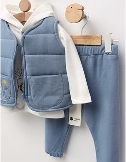 Set 3 piese, cu vesta, Wave Day, blue