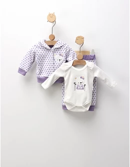 Set 3 piese, Fetita Urs si Buline, cu mov