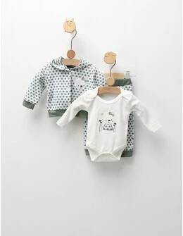 Set 3 piese, Fetita Urs si Buline, cu verde