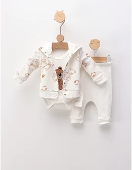 Set 3 piese, Little Hero Bear, alb