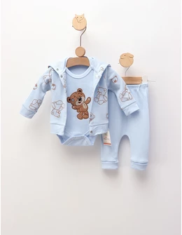 Set 3 piese, Little Hero Bear, albastru