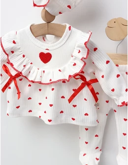 Set 3 piese My Heart, alb-rosu