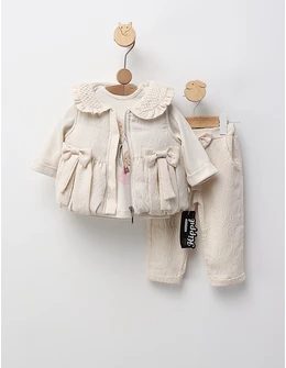 Set 3 piese PREMIUM, Beautiful Princess, crem