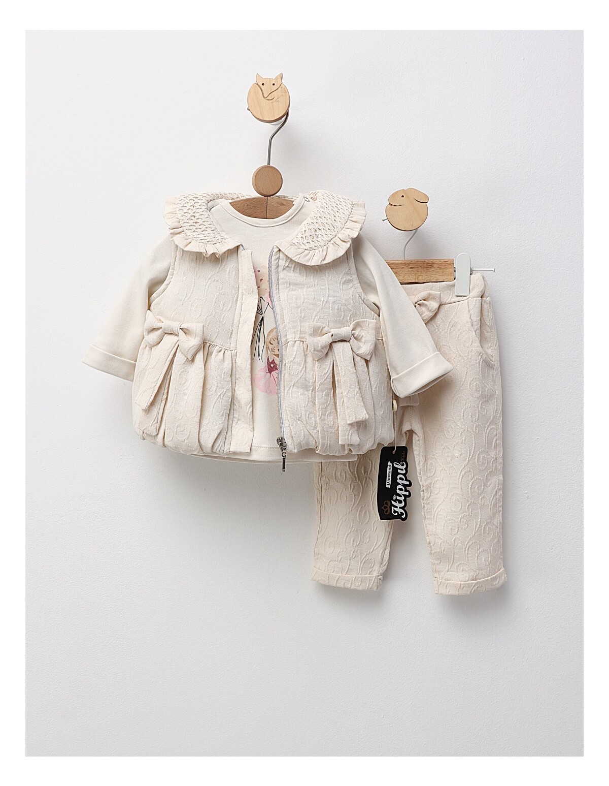 Set 3 piese PREMIUM, Beautiful Princess, crem