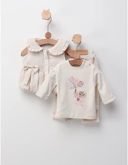 Set 3 piese PREMIUM, Beautiful Princess, crem