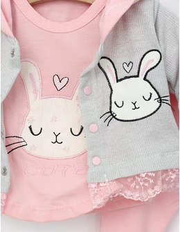 Set 3 piese Rabbit cute roz 2
