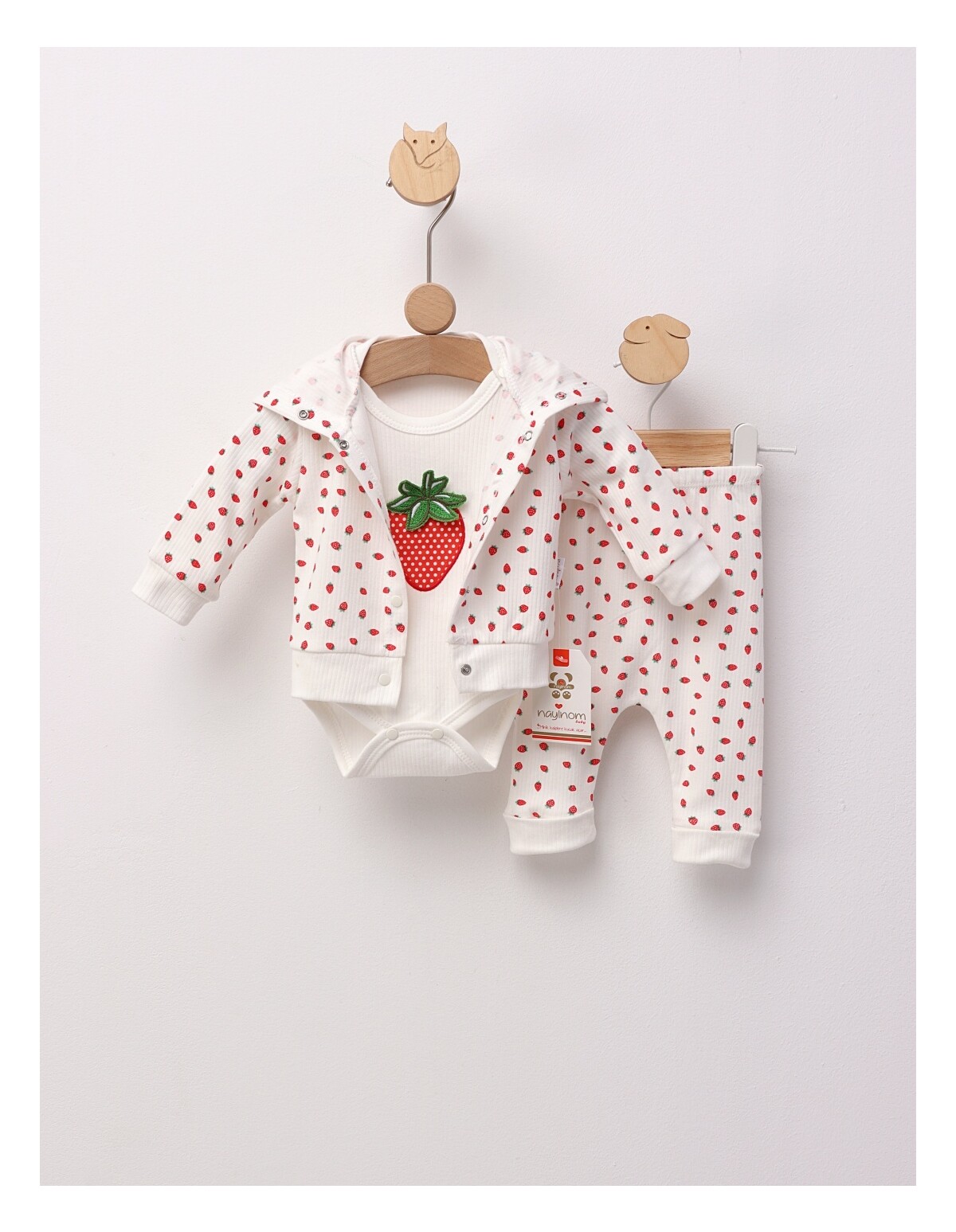 Set 3 piese Strawberry, model alb