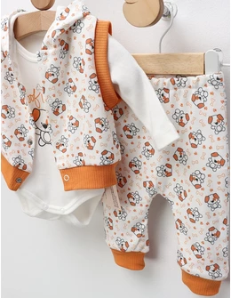 Set 3 piese Woof Woof, model cu portocaliu
