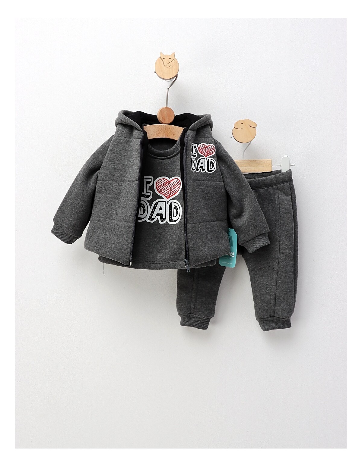 Set 3 pieseI Love DAD gri