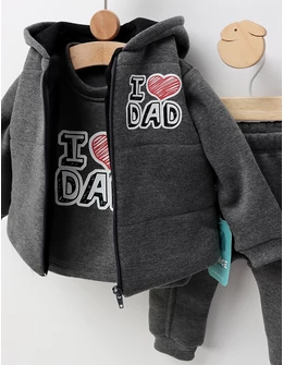 Set 3 pieseI Love DAD gri