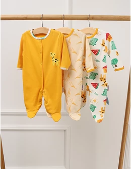 Set 3 salopete cu botosei Animalute ABC, multicolor