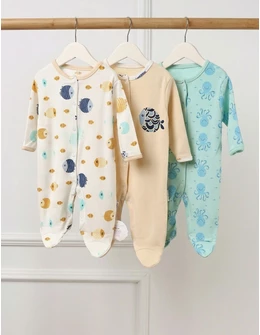 Set 3 salopete cu botosei Fishy, multicolor
