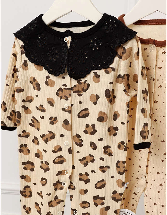 Set 3 salopete, cu botosei, Leopard, multicolor picture - 2