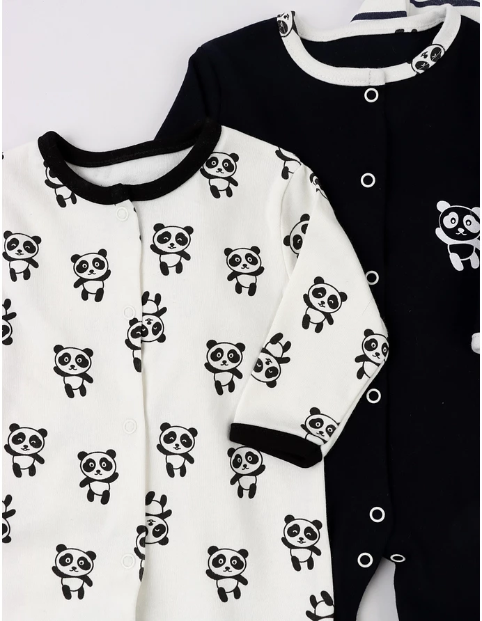 Set 3 salopete, cu botosei, Panda picture - 2