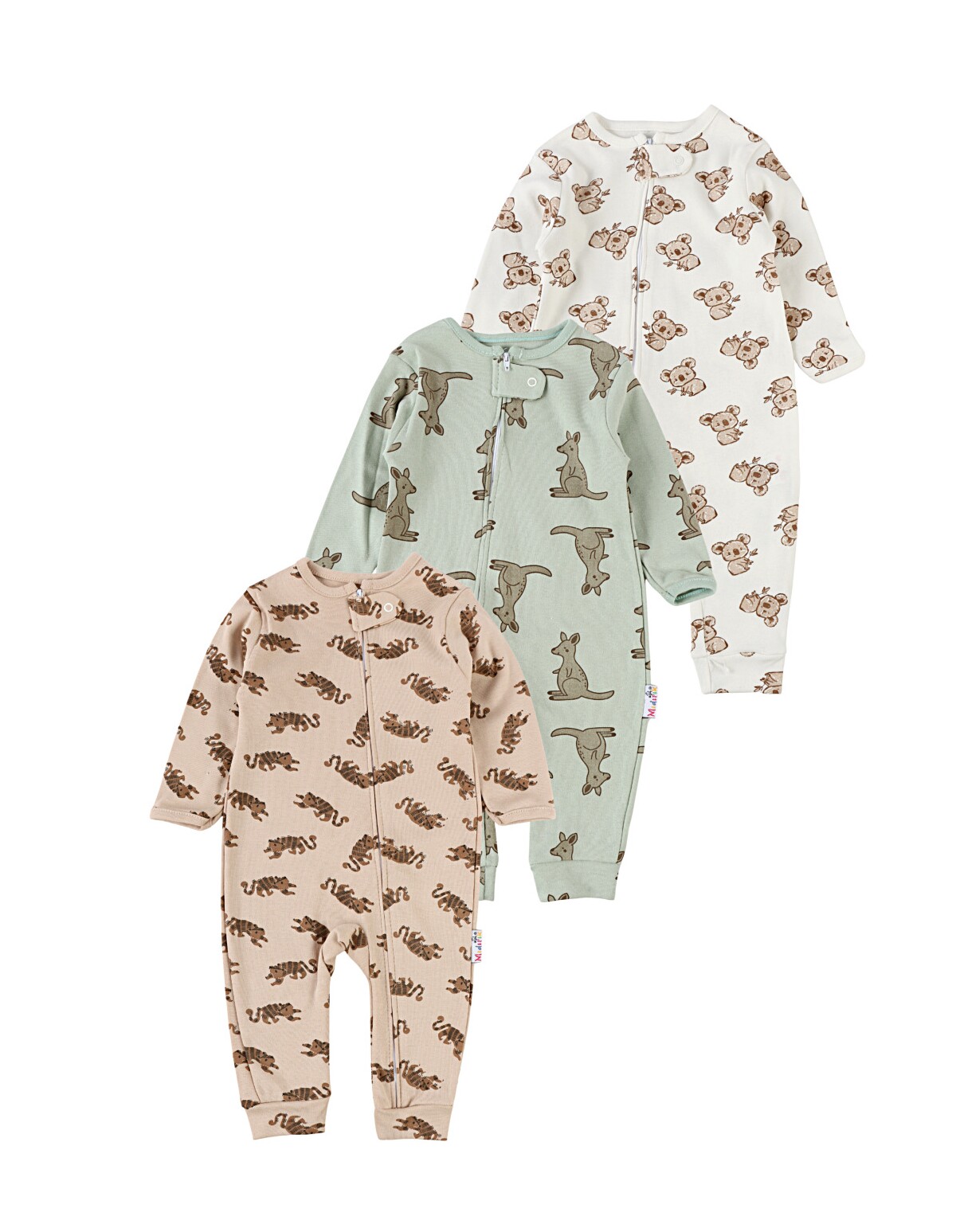 Set 3 salopete premium, Koala-Kangoroo, multicolor