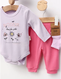 Set 4 piese bebe, Blossom, mov